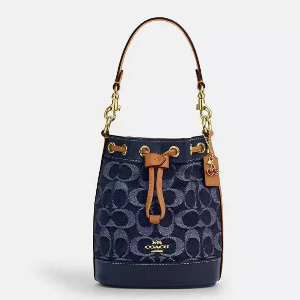 Mini Bucket Bag In Signature Denim